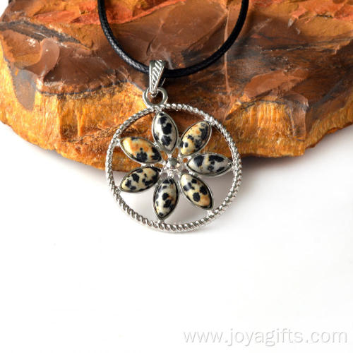 Chakras Stone Flower of Life Pendant Necklace